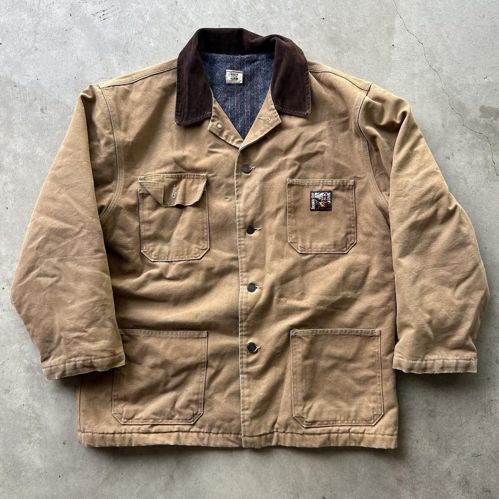 Vintage Steiner Industries Thermal Tuff Jacket Mens L/XL Brown Canvas Made USA